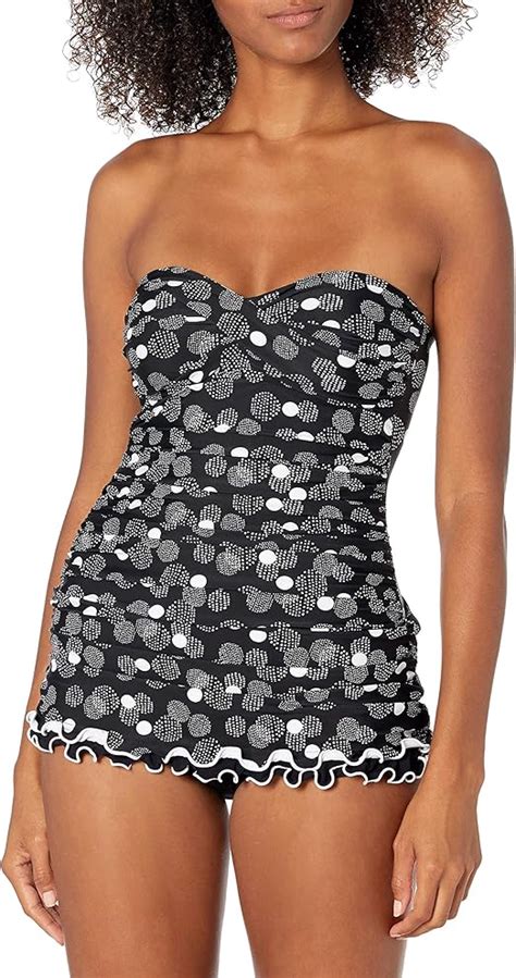 Profile By Gottex Womens Ruffle Trim Bandeau Swimdress One Piece Swimsuit At Amazon Womens