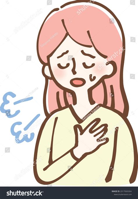 Heart Palpitations Dyspnea Female Vector Illustration Stock Vector