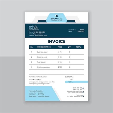 Premium Vector Vector Invoice Design Template