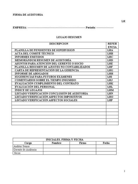 Legajo De Auditoría Tutorial Completa Para Auditores Auditoría Group