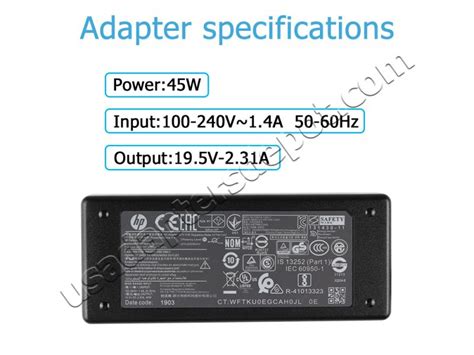 Original 45w Hp Pavilion 17 Ar050wm 1ku52ua Charger Ac Adapter Cord