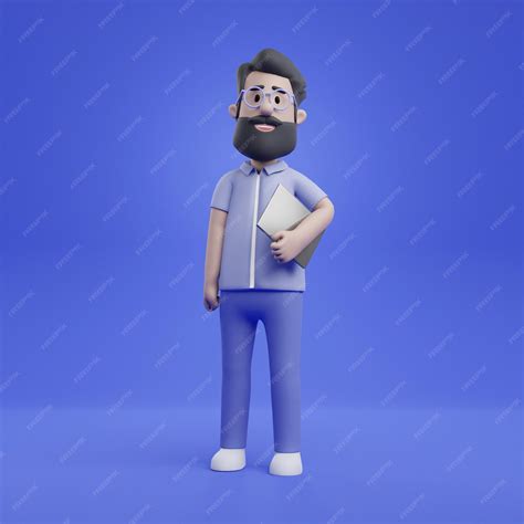 Premium Photo | 3d man carrying laptop casual office worker work from