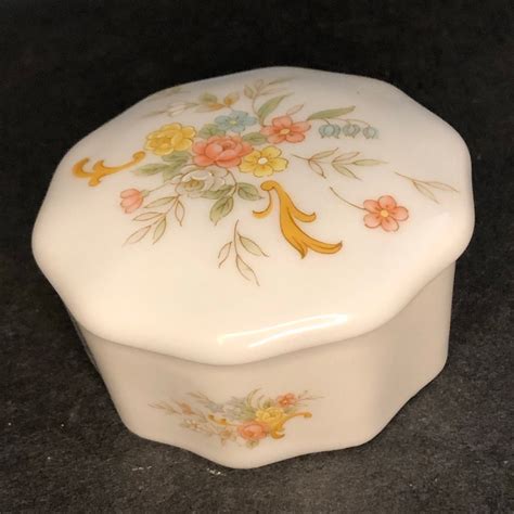 Vintage Porcelain Floral Trinket Box Etsy