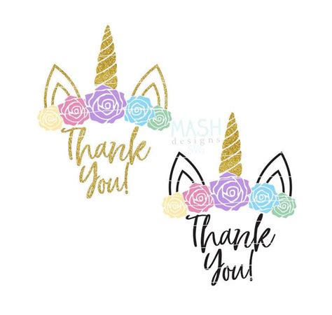 Thank You Floral Unicorn Svg Unicorn Birthday Unicorn Party Etsy