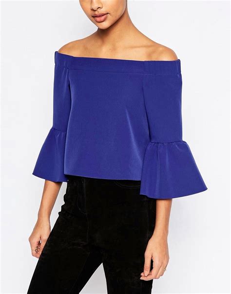 Asos Off The Shoulder Top With Ruffle Sleeve At Clothes Tops Fashion