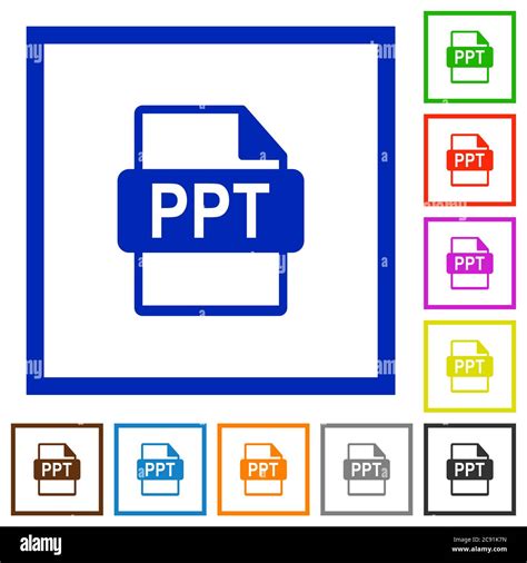 FORMATO DE Archivo PPT Iconos De Color Plano En Marcos Cuadrados Sobre