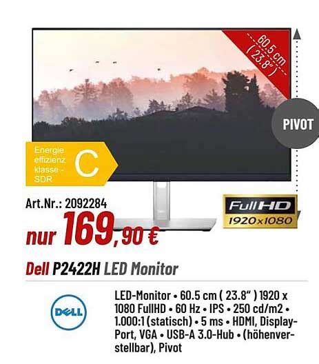 Dell P2422h Led Monitor Angebot bei ACom PC - 1Prospekte.de