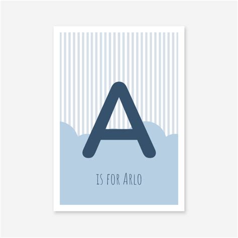 A Is For Arlo Blue Nursery Baby Room Initial Name Print Free Artwork To