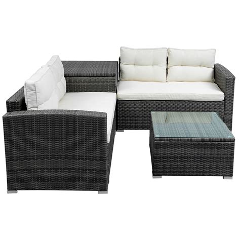 New U Style 5 Pieces Outdoor Rattan Furniture Set Including 2 2 Seat