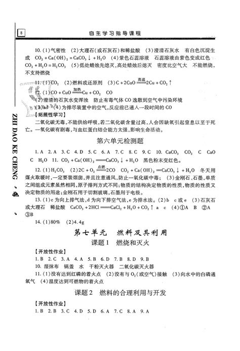 2018年自主学习指导课程九年级化学全一册答案——青夏教育精英家教网——