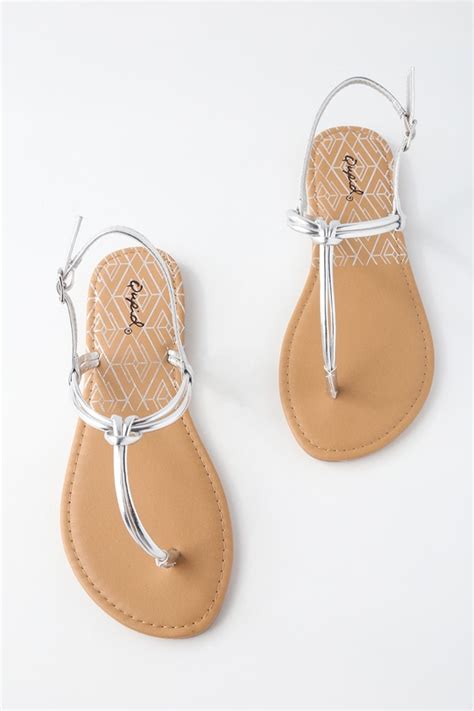 Cute Silver Sandals Thong Sandals Flat Sandals Lulus