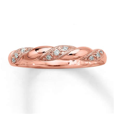 Inexpensive Round Diamond Wedding Ring Band in Rose Gold - JeenJewels