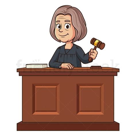 Cartoon Judge Holding Gavel Vector Clipart Graphic Friendlystock