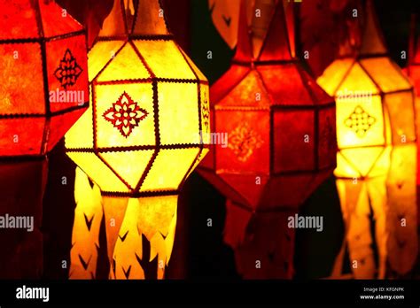 Traditional Thai Lantern Called Lanna Lanterns Displayed In The Night