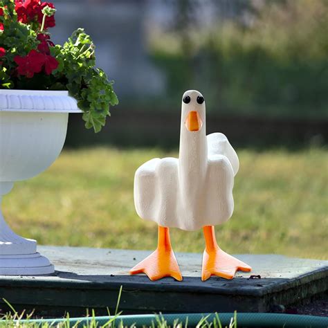 Amazon Middle Finger Duck 6 7 Inch Resin Rude Duck Figurine