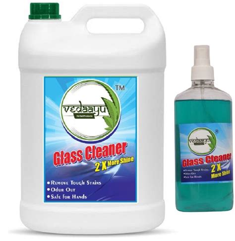 Vedaayu Organic Glass Cleaner 5 Ltr Pack With Refillable Spray Bottle 500 Ml Price In India