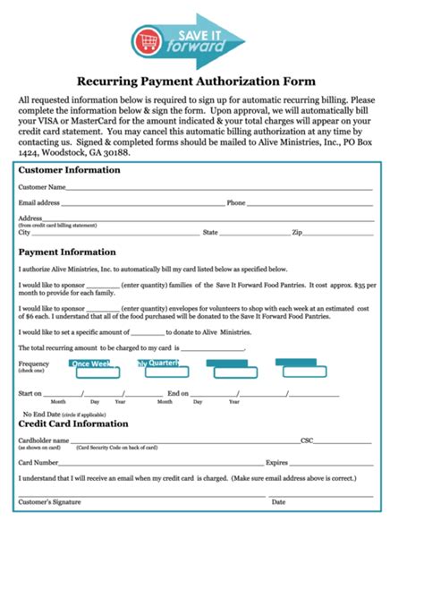 Top 6 Recurring Payment Authorization Form Templates Free To Download