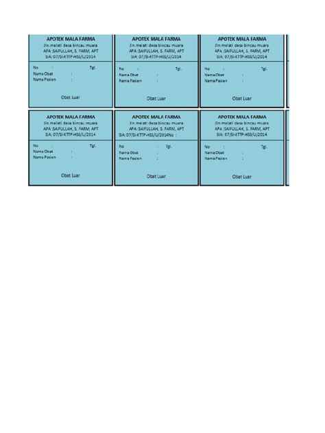 Detail Contoh Etiket Obat Koleksi Nomer