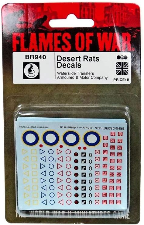 Flames Of War British Desert Rats Decals Amazon Co Uk Outlet