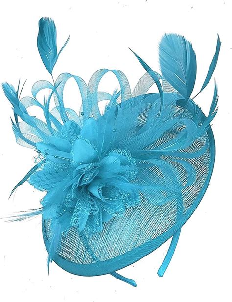 Caprilite Aqua Cyan Sinamay Disc Saucer Fascinator Hat For Women