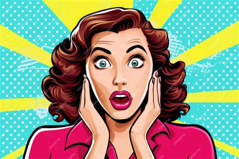 Premium Photo Surprised Woman Pop Art Vector Illustration In Comic