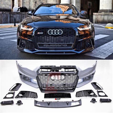 BKM Front Bumper Kit With Front Grille RS Style Fits Audi A6 S6 C7 0