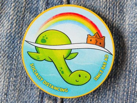 Social Distancing Nessie Pin Badge Kawaii Loch Ness Monster Etsy UK