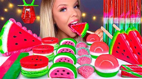 Asmr Watermelon Desserts Sandwich Cookie Jelly Noodles Watermelon