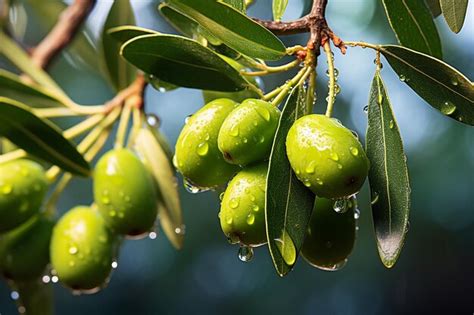 Premium AI Image Generative AI Image Of Fresh Green Olives Fruit