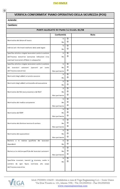 Modulistica Per La Sicurezza Nei Cantieri Edili Vega Engineering