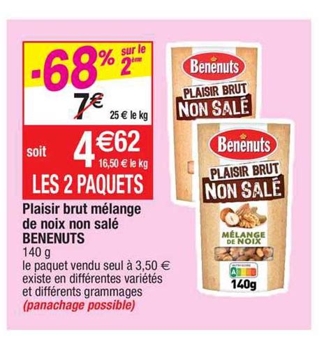 Promo Plaisir Brut Mélange De Noix Non Salé Bénénuts chez Migros France