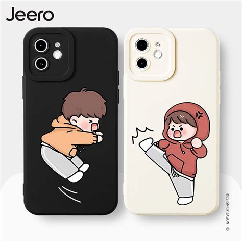 Jeero Soft Silicone Matching Couple Set Cute Funny Shockproof Casing