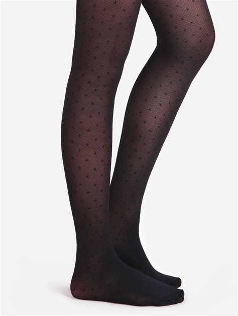 Black Polka Dot Sheer Pantyhose Stockings Sheinsheinside