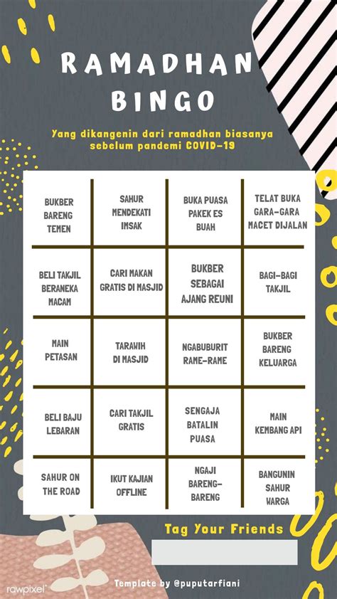 Template Ramadhan Bingo Bingo Permainan Pertanyaan Buku Remaja