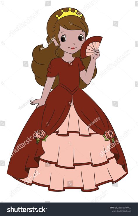 Beautiful Princess Standing Beautiful Dress Vector Stock Vector