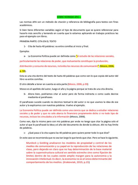 Normas Apa Pdf Estilo Apa Comillas