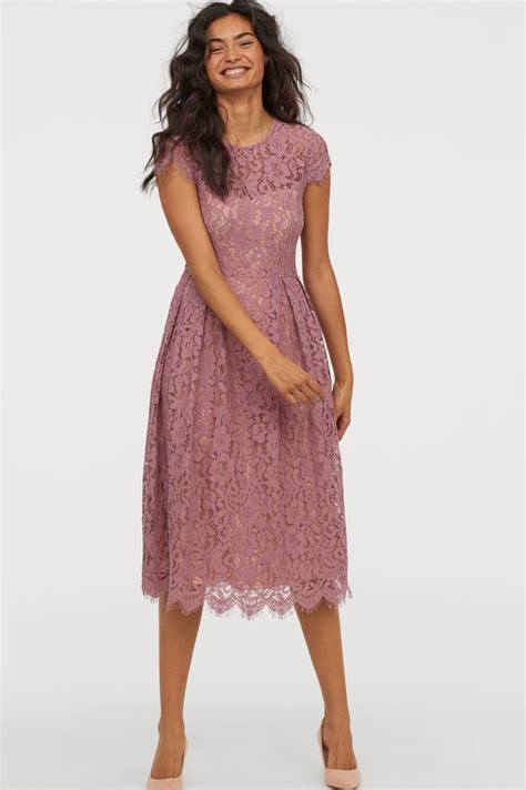 Calf Length Lace Dress Old Rose Ladies Handm Gb Dusty Rose Dress