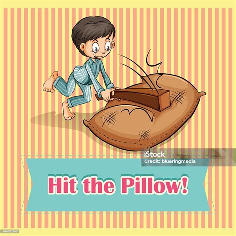 Idiom Hit The Pillow Stock Illustration Download Image Now 2015