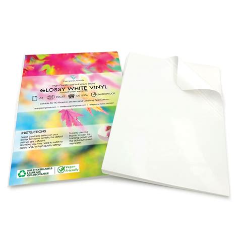 Buy 10 Sheets A4 Glossy White Printable Vinyl Sticker Paper