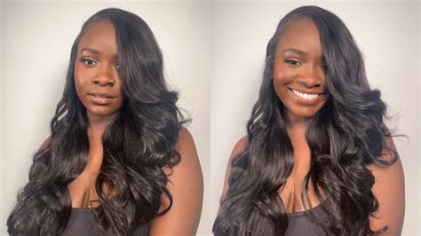 HOW TO SIDE PART QUICKWEAVE WITH LEAVE OUT YouTube