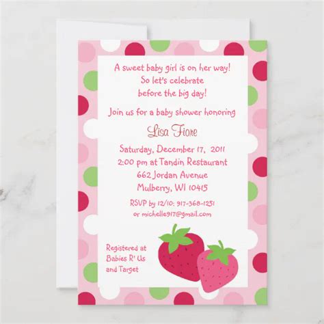 Berry Sweet Strawberry Baby Shower Invitations Zazzle