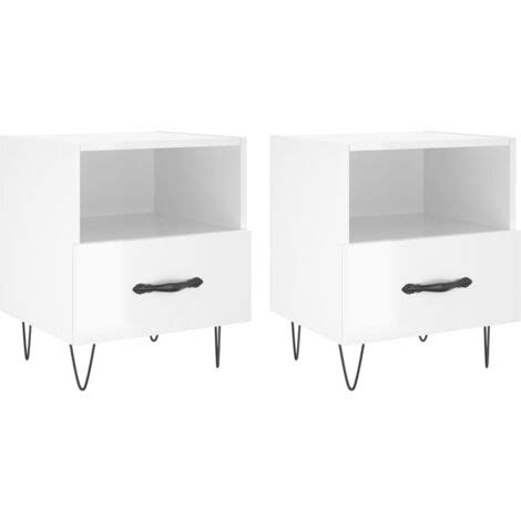 Furniture Limited Tables De Chevet Pcs Blanc Brillant