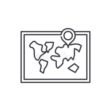 World Map Line Icon Concept World Map Vector Linear Illustration