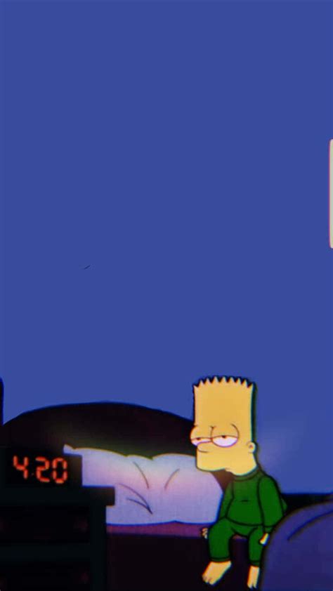 Download Bart Simpson Enjoys His Chill Session With A Bit Of Weed Wallpaper