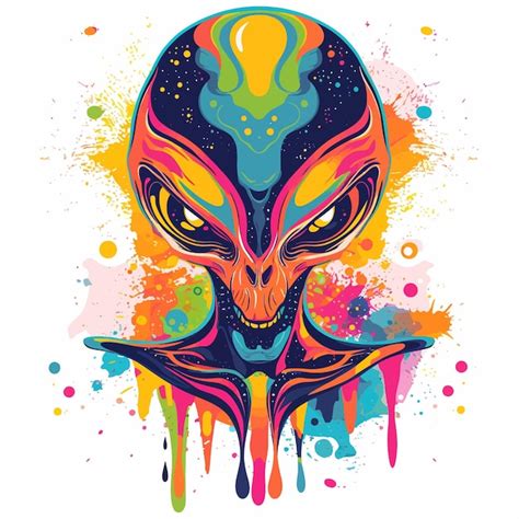 El Dibujo Animado De La Cara Del Alienígena Con La Luna Vector Premium