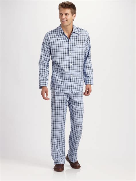 Lyst - Derek Rose Plaid Cotton Pajamas in Blue for Men