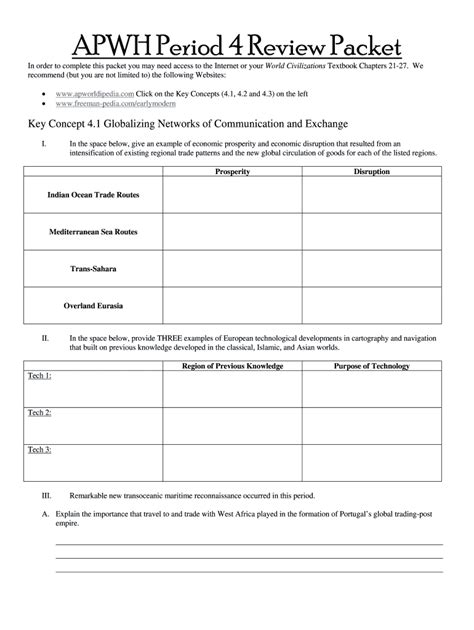 Ap World History Period 4 Review Packet Fill Online Printable