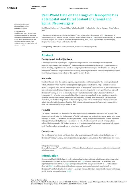 PDF Real World Data On The Usage Of Hemopatch As A Hemostat And