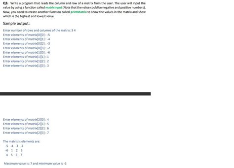 Solved Q3 Write A Program That Reads The Column And Row Of