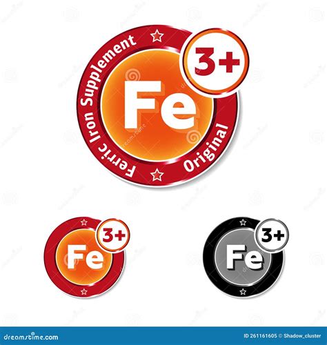 Ferric Iron Supplement Round Badge Or Label Vector Illustration Stock